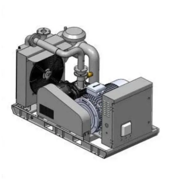 Blue Industrial Biogas Compressor Powerhouse featuring a robust industrial cooling unit