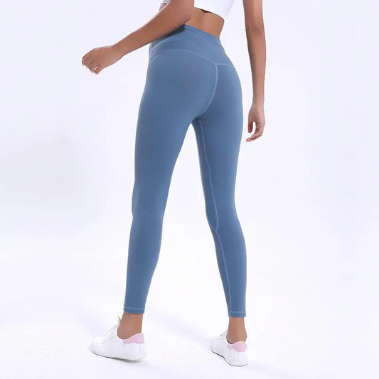 Blue Moisture-Wicking Yoga Gym Leggings perfect for yoga gym clothes and active workouts