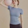 Blue Quick-Dry Athletic T-Shirt for Yoga and Running.