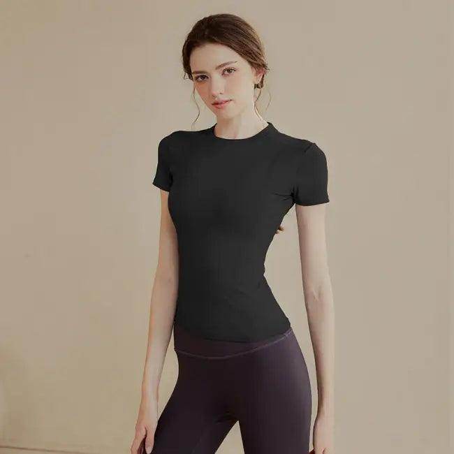 Blue Quick-Dry Athletic T-Shirt for Yoga and Running.
