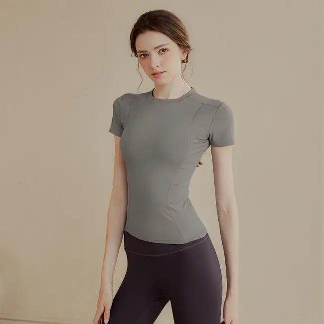 Blue Quick-Dry Athletic T-Shirt for Yoga and Running.