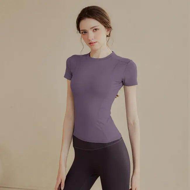 Blue Quick-Dry Athletic T-Shirt for Yoga and Running.