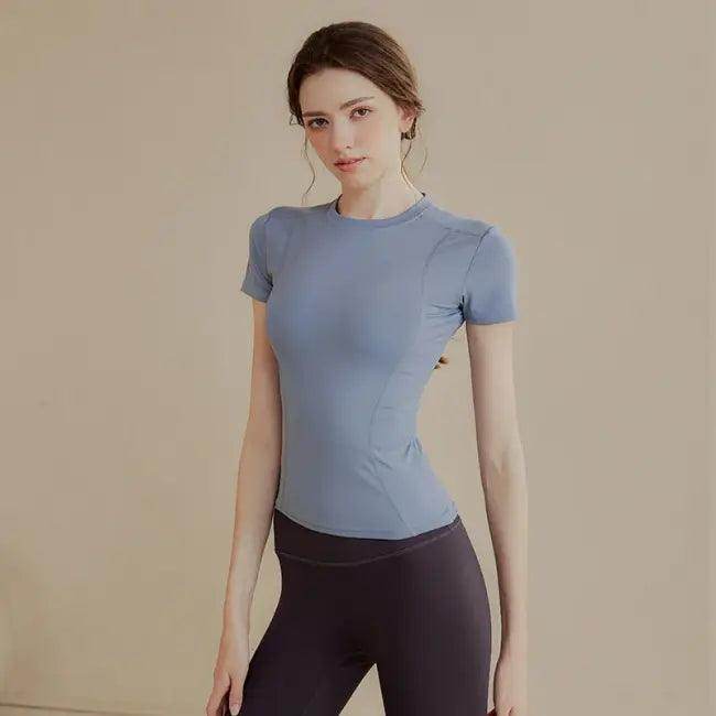 Blue Quick-Dry Athletic T-Shirt for Yoga and Running - Estalios
