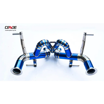 Blue and silver exhaust system from Blue Titanium Catback Exhaust Manifolds for a cool upgrade