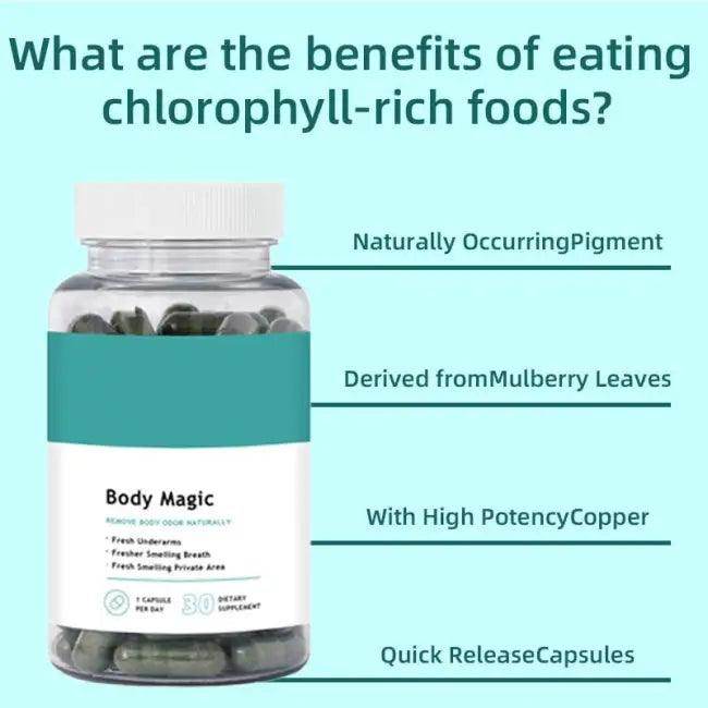 Body Magic Chlorophyll Capsules for All-Day Freshness - Estalios