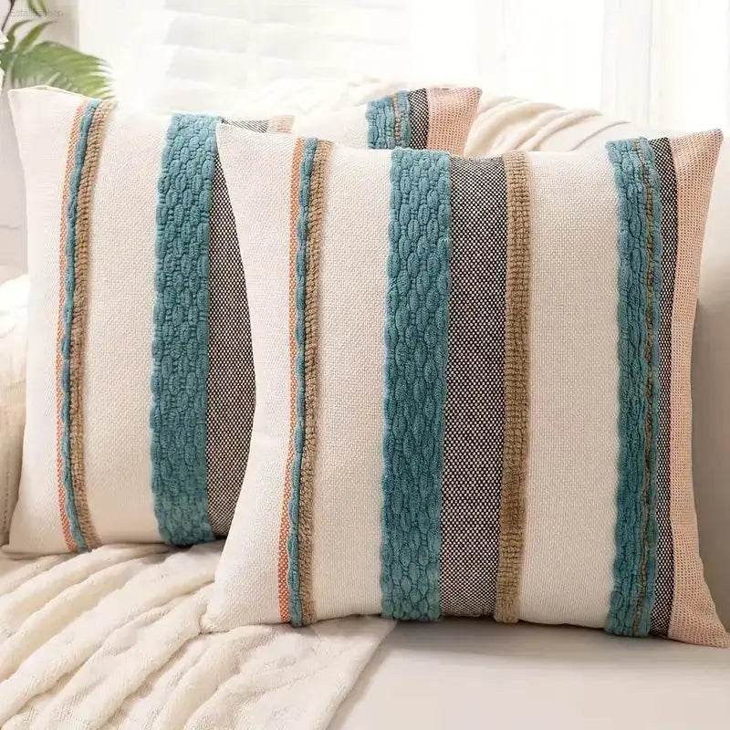 Boho Striped Chenille Throw Pillowcases for Cozy Decor - Estalios