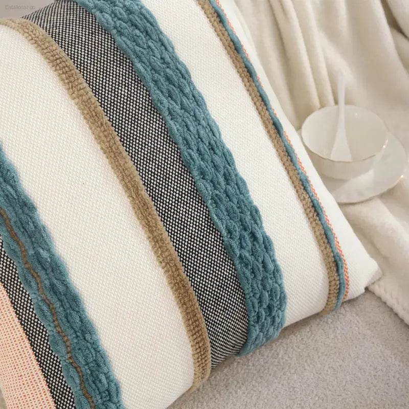Boho Striped Chenille Throw Pillowcases for Cozy Decor - Estalios