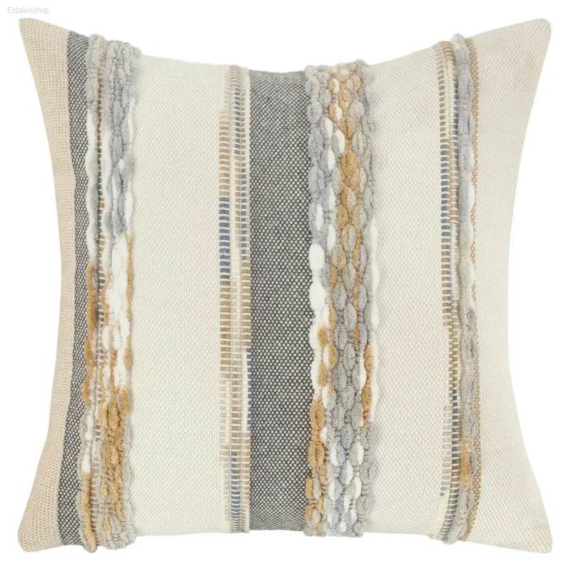Boho Striped Chenille Throw Pillowcases for Cozy Decor - Estalios