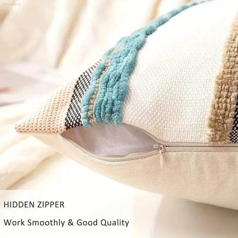 Boho Striped Chenille Throw Pillowcases for Cozy Decor - Estalios