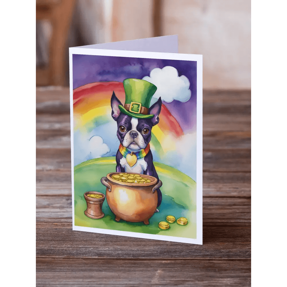 Boston Terrier St Patrick's Day Greeting Cards Pack of 8 - Estalios
