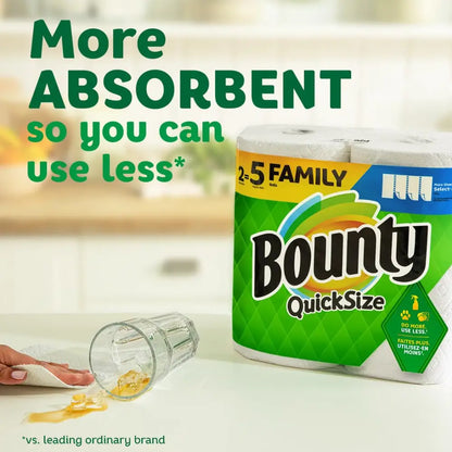 Mega Bounty Quick-Size Paper Towels for effortless cleaning and quick mess tasks