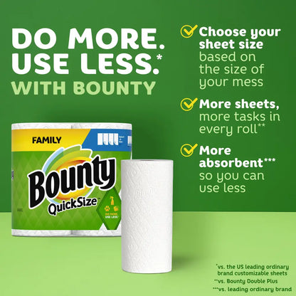 Mega Bounty Quick-Size Paper Towels for fast cleaning and messes. Bounty paper towels rock!