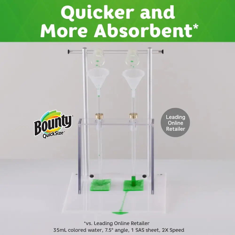 Paper towel absorbency demo with Mega Bounty Quick-Size Paper Towels