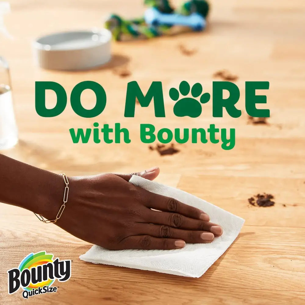 Bounty Quick-Size Paper Towels in a Mega pack for fast and easy clean-ups