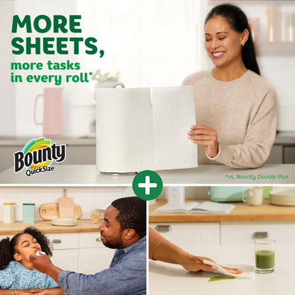 Bounty Quick-Size Paper Towels roll, perfect for tough messes and quick cleanup