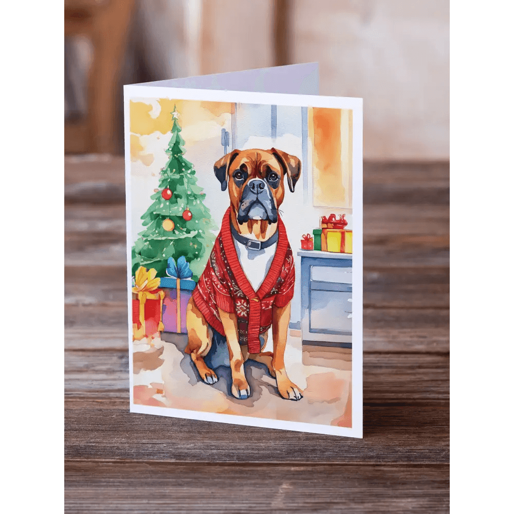Boxer Christmas Greeting Cards Pack of 8 for Personalization - Estalios