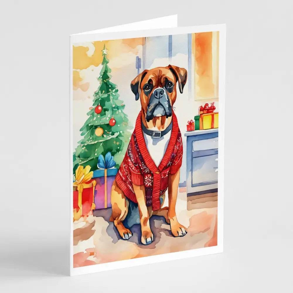 Boxer Christmas Greeting Cards Pack of 8 for Personalization - Estalios