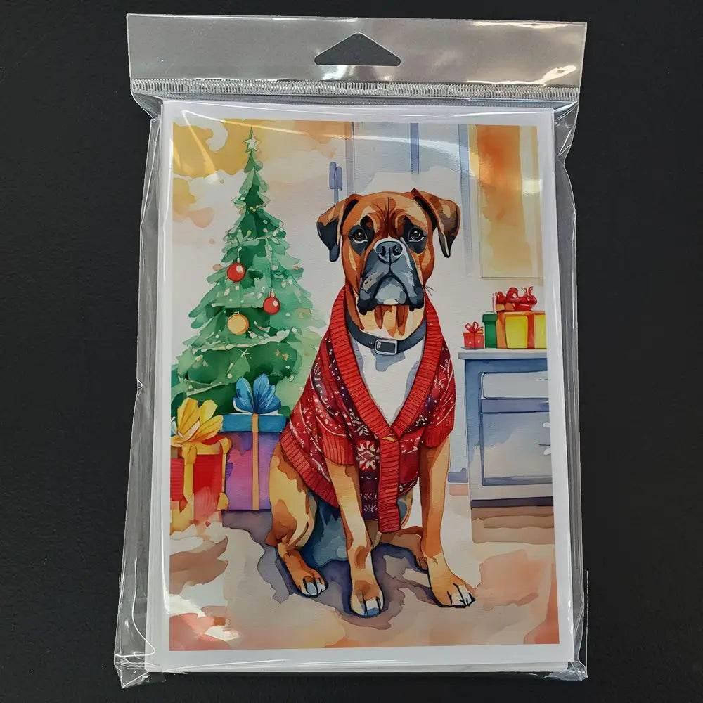 Boxer Christmas Greeting Cards Pack of 8 for Personalization - Estalios