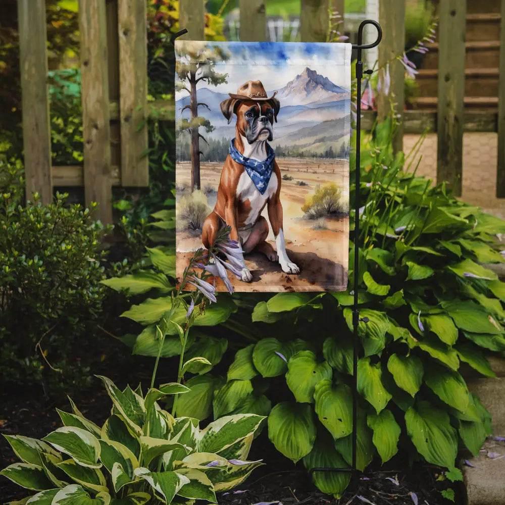Howdy Partner Boxer Dog Garden Flag! Yeehaw! Spruce Up your Yard with this Adorable Boxer Dog Garden Flag Featuring a Rootin Tootin Cowboy Boxer - Estalios
