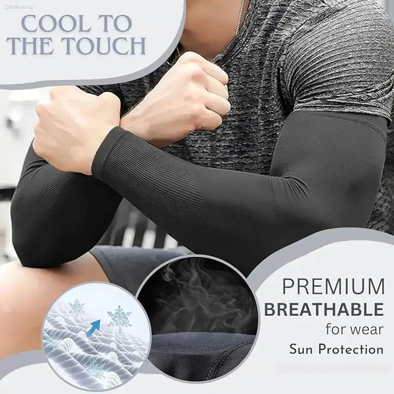 Unisex Sun Protection Arm Sleeves with Breathable Cooling Fabric for Outdoor Activities and Sports Enthusiasts - Estalios