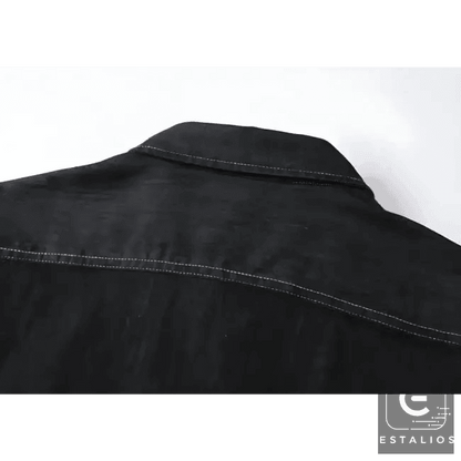 Effortless Style: Brown Leather Backpack & Denim Shirt - Estalios