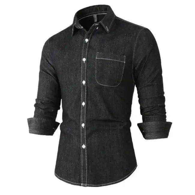 Effortless Style: Brown Leather Backpack & Denim Shirt - Estalios