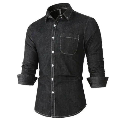 Effortless Style: Brown Leather Backpack & Denim Shirt - Estalios