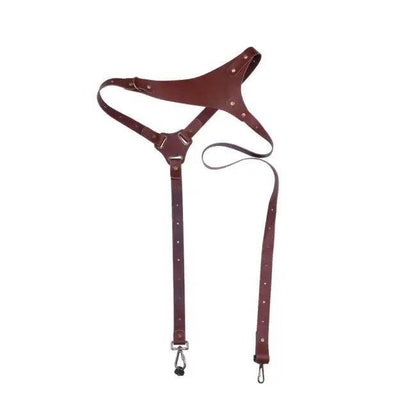 Elevate Your Shots with Bold Brown Leather Harness - Estalios