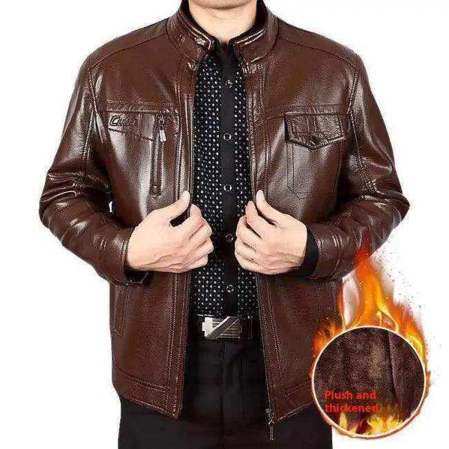 Luxe Plush Lined Brown Leather Jacket for Ultimate Comfort - Estalios