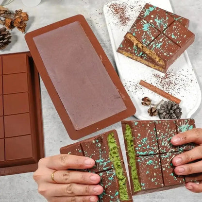 Brown Silicone Chocolate Bar Molds and Wax Melt Mould with finished chocolate bars