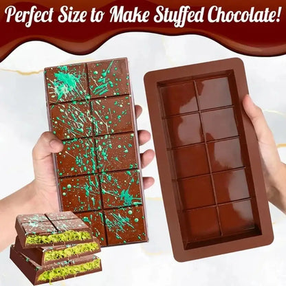 Brown Silicone Chocolate Bar Molds and Wax Melt Mould with filled chocolate bars