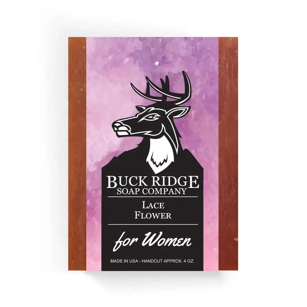 Buck Ridge Soap Company’s Lace Flower handmade soap bar showcasing floral beauty