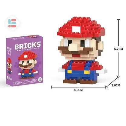 Mario brick figure next to the Build Your Own Coke Sanrio Stitch box