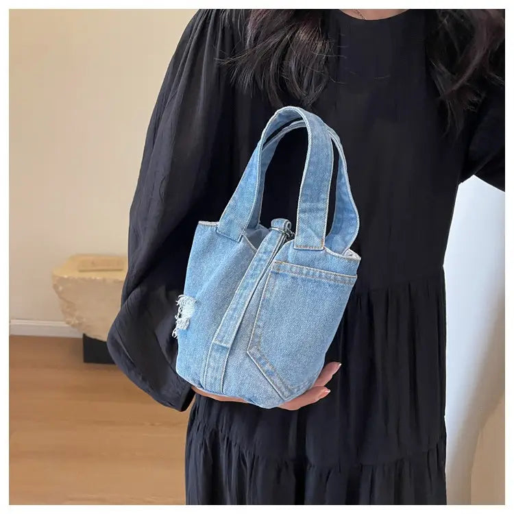 Lady’s Fashion Denim Portable Bucket Bag