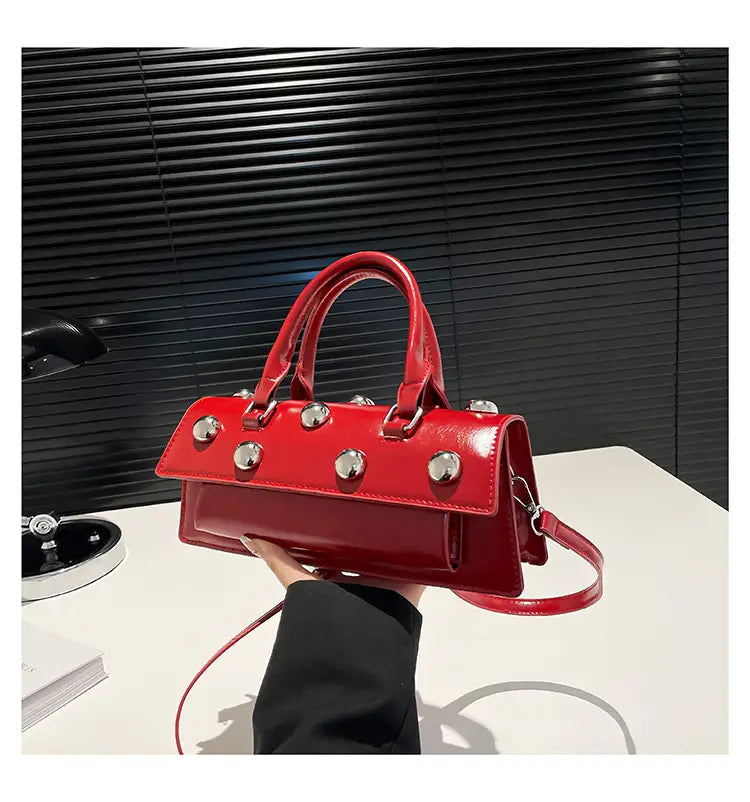 Fashion Rivet Handbag Women’s Shoulder Messenger Tote Bag