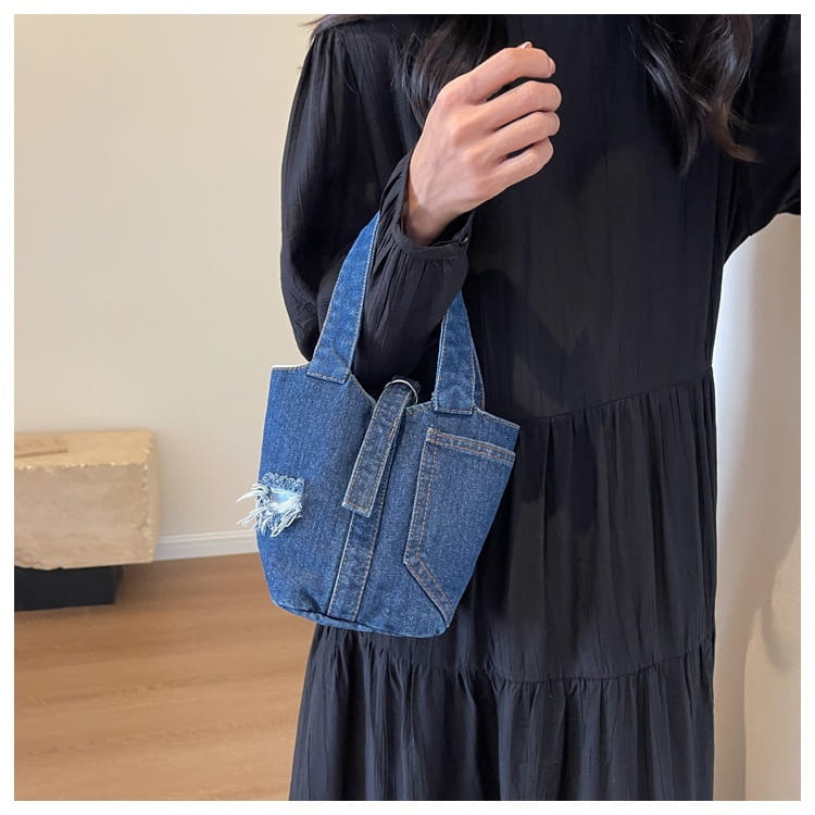 Lady’s Fashion Denim Portable Bucket Bag