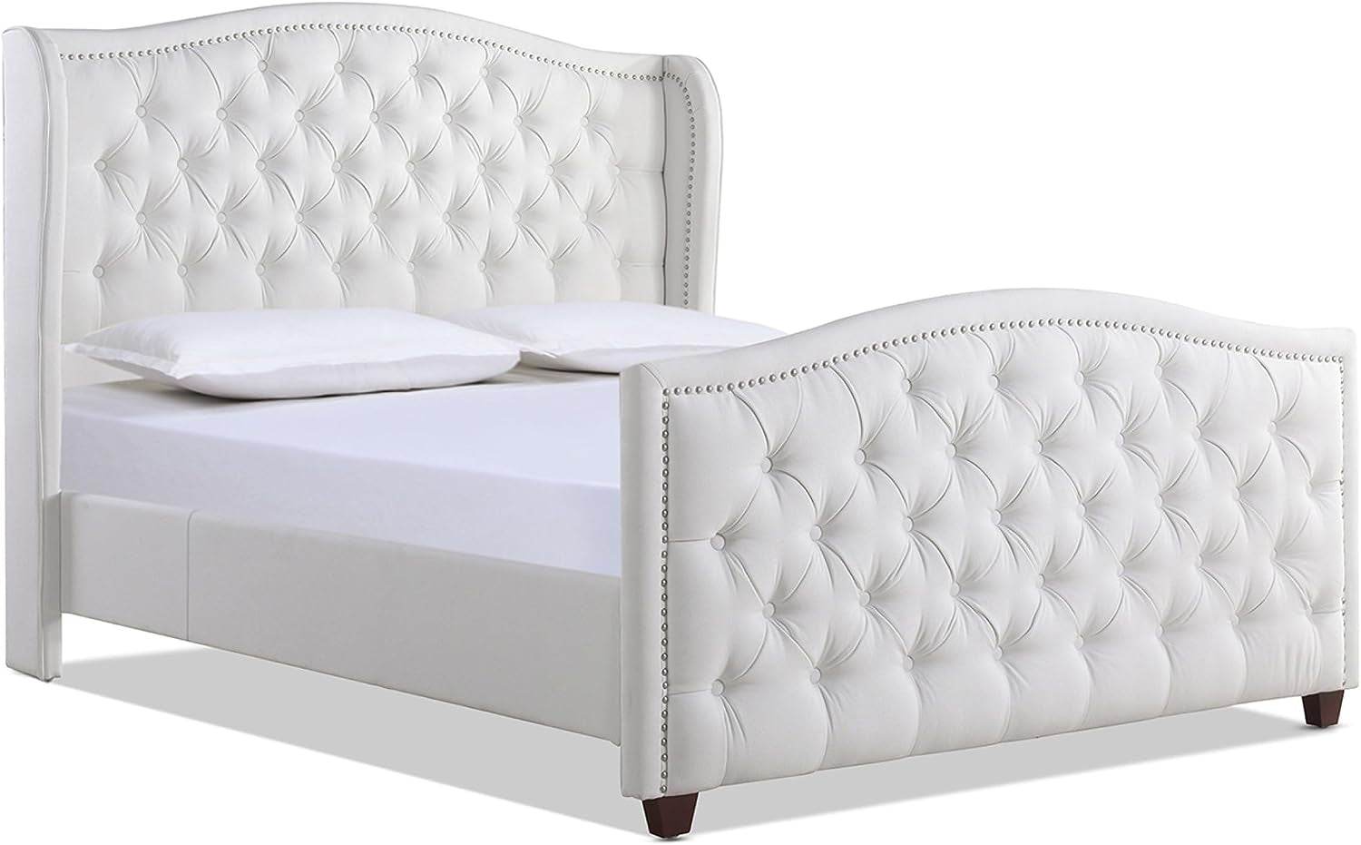 Marcella Upholstered Shelter Headboard Bed Set, Queen Size - Estalios