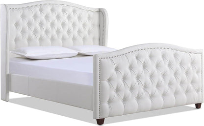 Marcella Upholstered Shelter Headboard Bed Set, Queen Size - Estalios