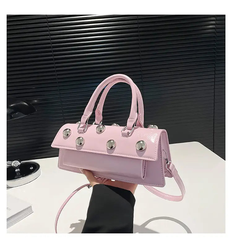 Fashion Rivet Handbag Women’s Shoulder Messenger Tote Bag