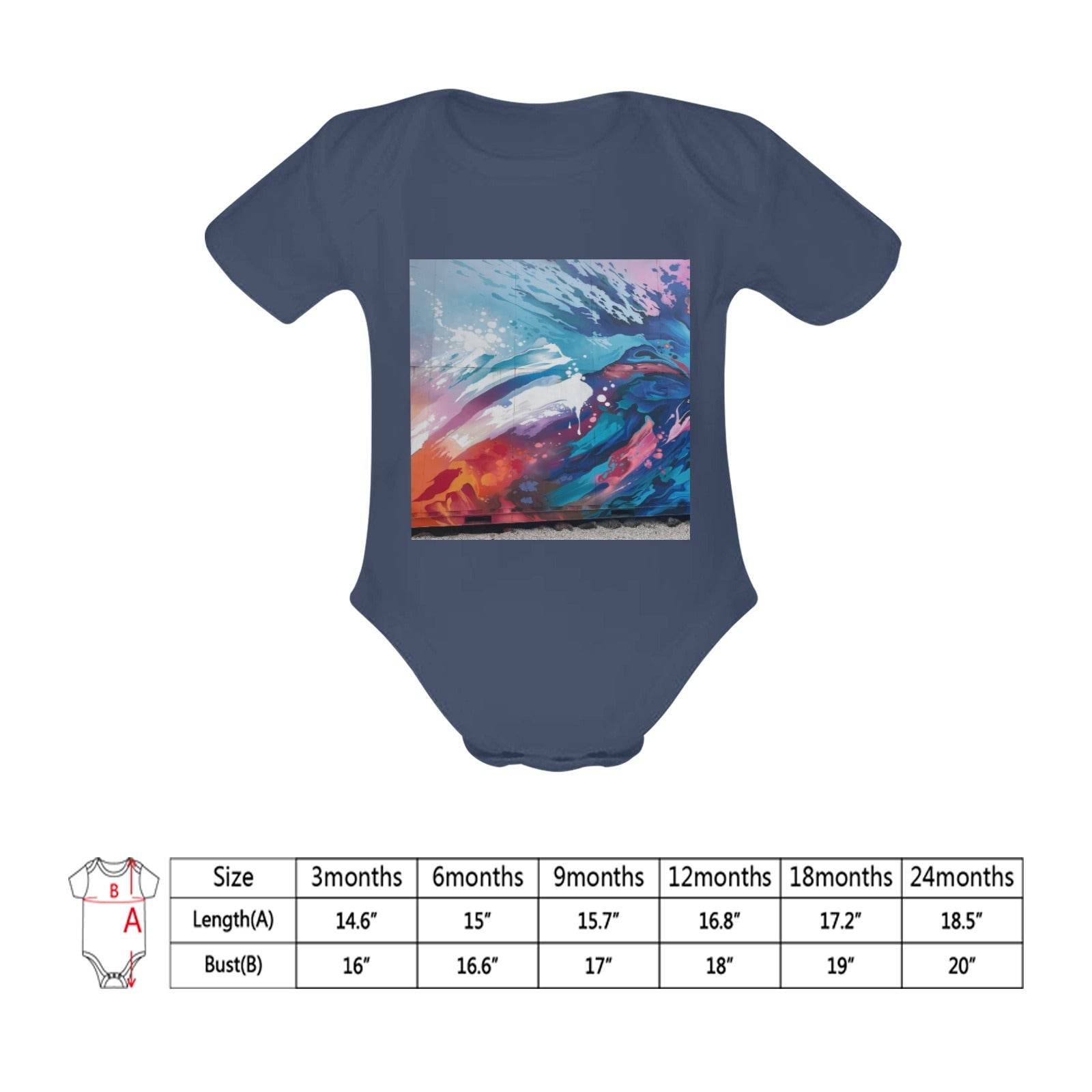 Baby Powder Organic Short Sleeve One Piece Model T28（One Side Printing） - Estalios
