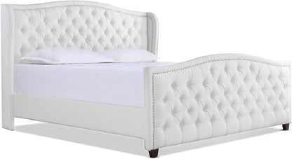 Marcella Upholstered Shelter Headboard Bed Set, Queen Size - Estalios