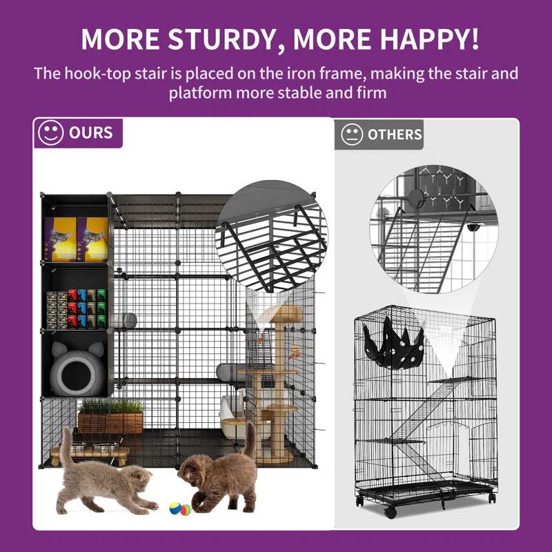 Boivin Portable Outdoor Cat Cage with Shelves for Playtime - Estalios
