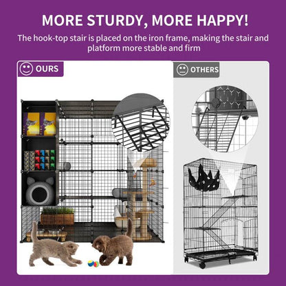 Boivin Portable Outdoor Cat Cage with Shelves for Playtime - Estalios