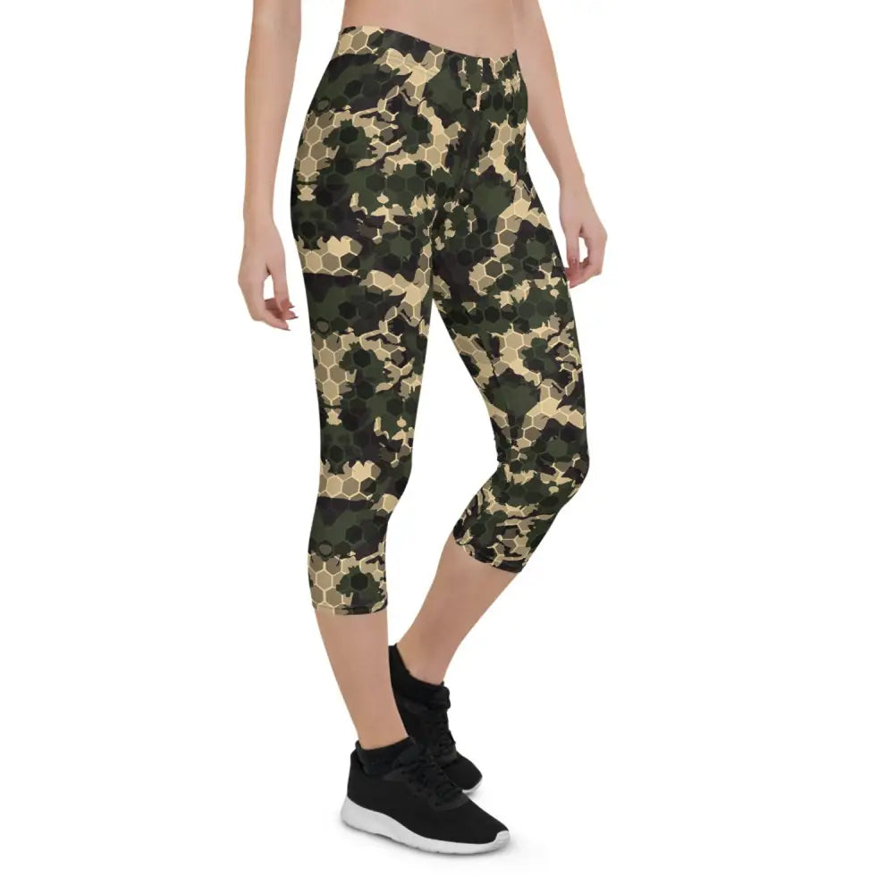 Trendy Camo Capri Leggings Unleashed with cool camouflage pattern for stylish workouts