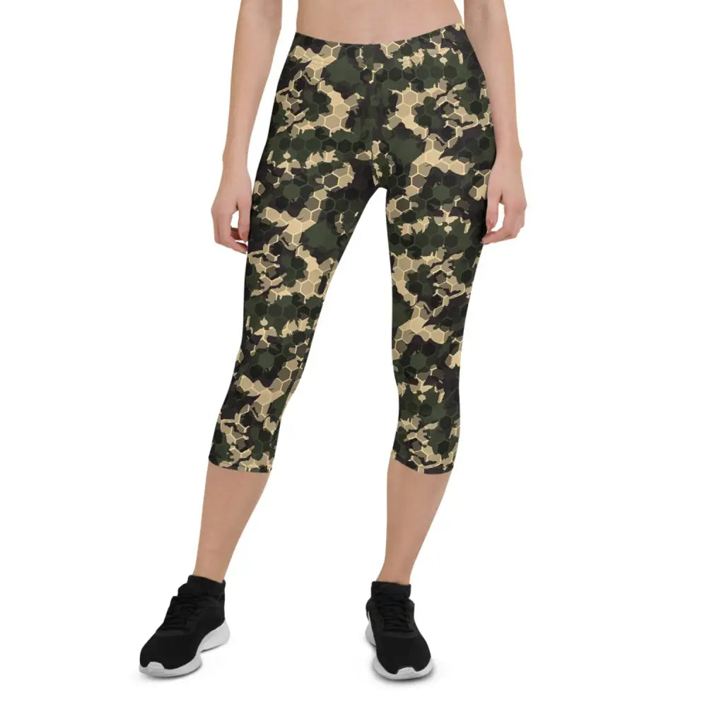 Camo Capri Leggings Unleashed featuring stylish army camo design for trendy workouts