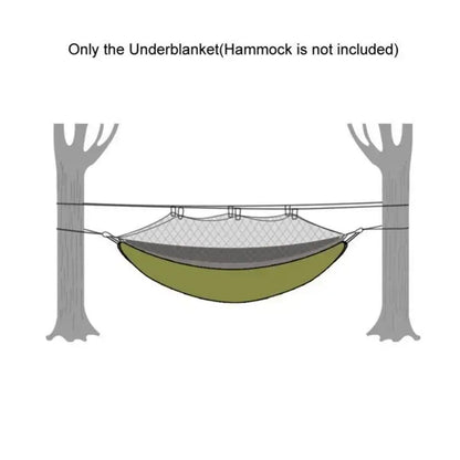 Camp Hammock Underquilt Tent Combo with durable waterproof nylon underblanket between trees