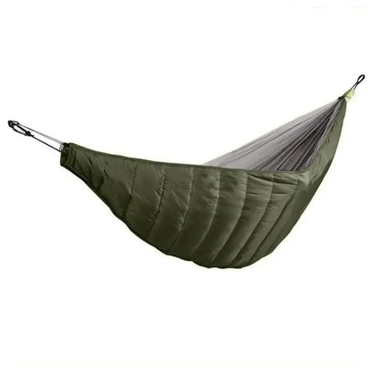 Olive green quilted hammock underquilt for outdoor camping hammock set up