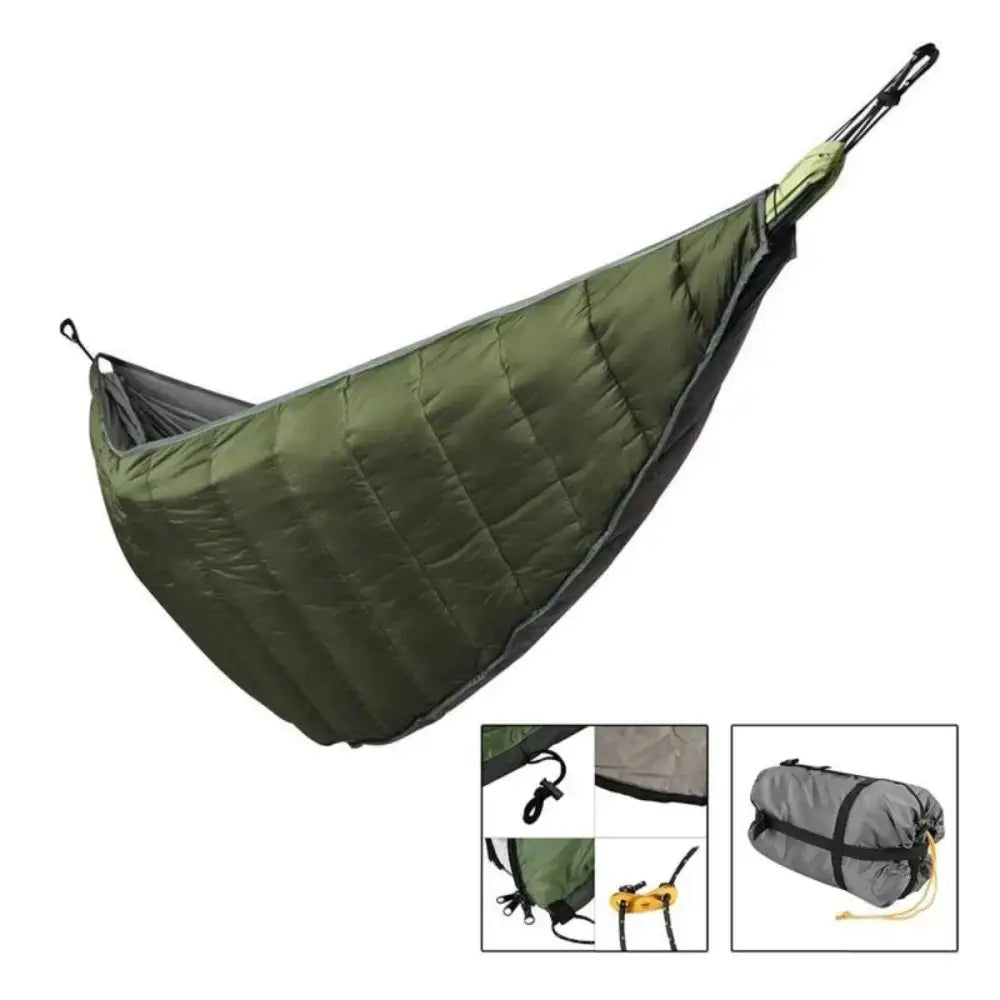 Durable waterproof nylon green quilted hammock for outdoor camping hammock adventures