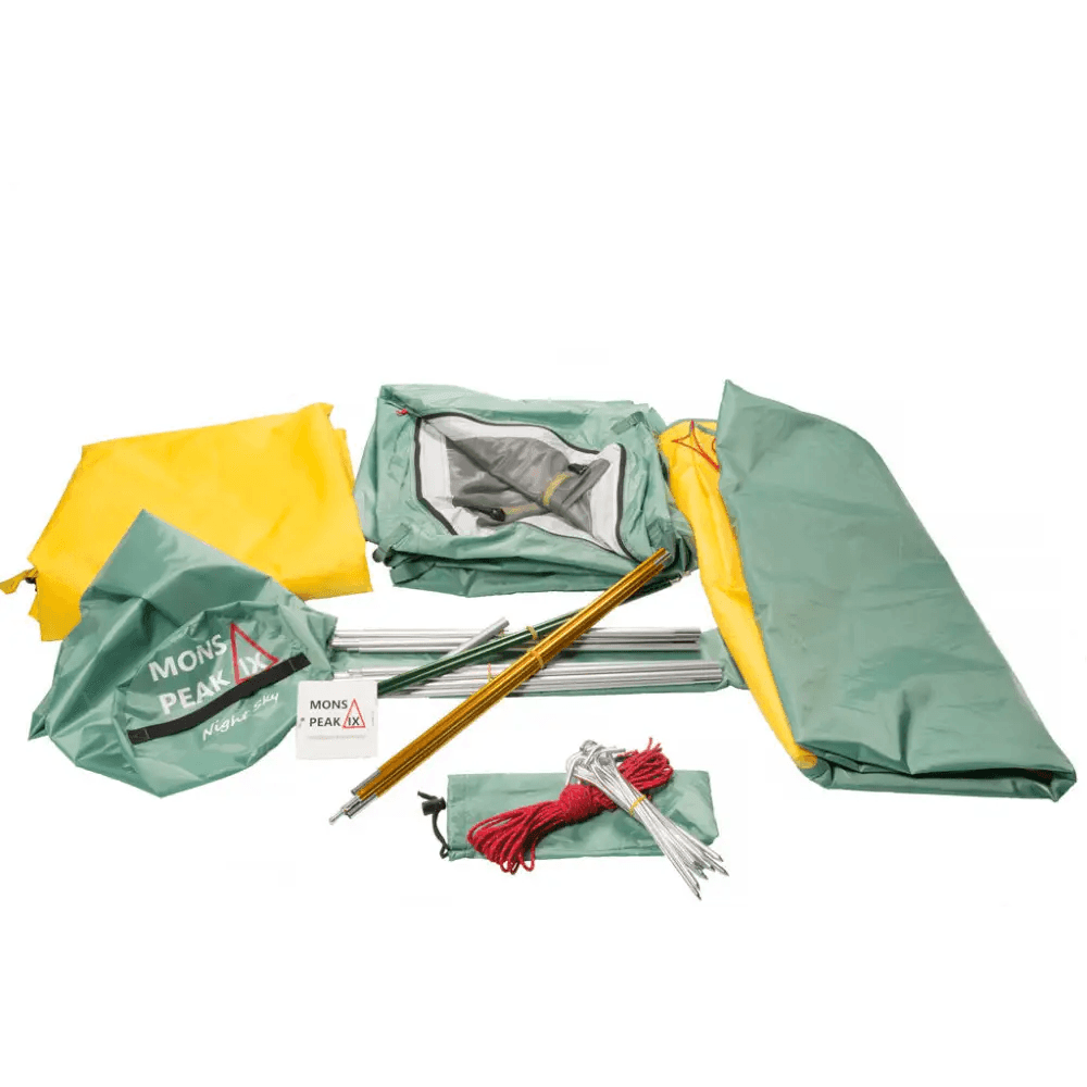 Camp in Color Bold Green Yellow & Gray Tent Adventure - Estalios