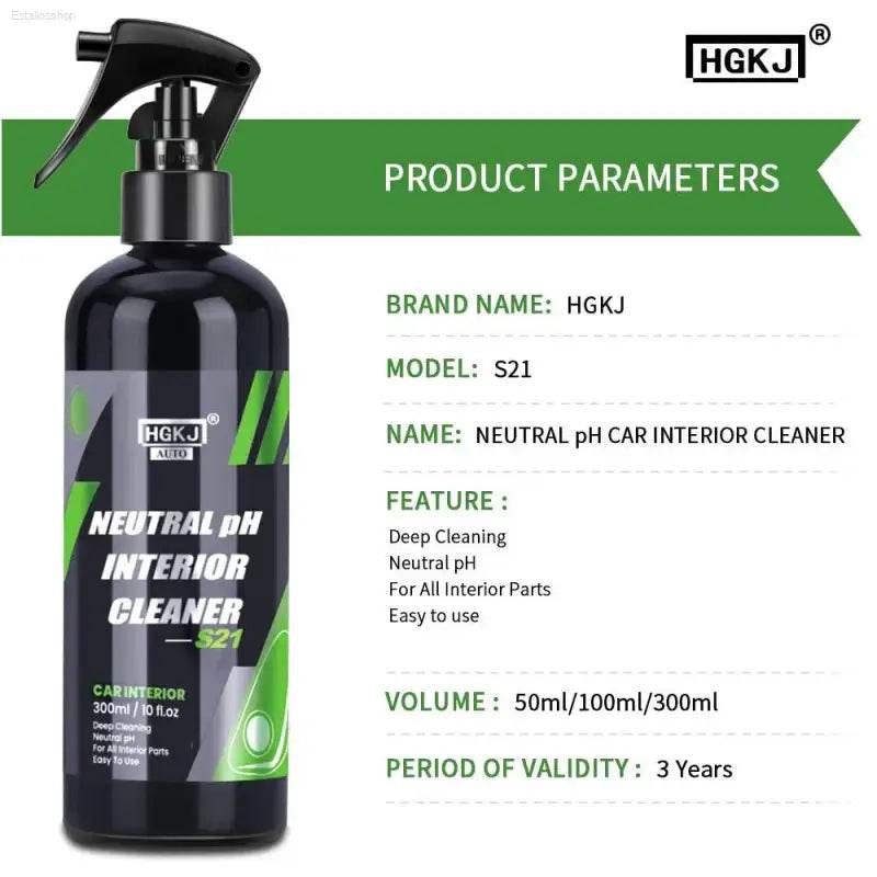 Bottle of neutral pH car interior cleaner.